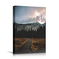 Canvas Wall Art Mountain Skyline III Cool Dramatic Mountain Nature Photography Romantics - 12x18 inches