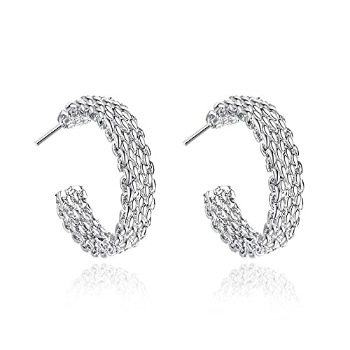 925 boucles d'oreilles anti allergie en argent tressé léger