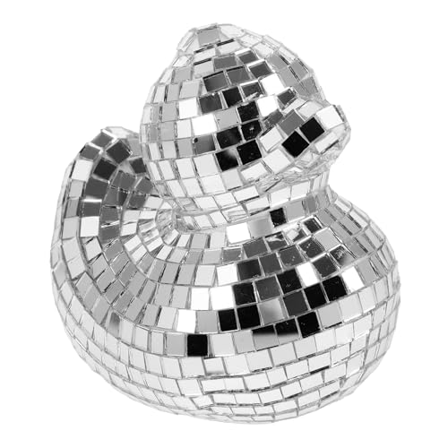 Ipetboom Escultura Pato Bola De Discoteca Pequeña 13 Cm Cristal Espejo Plata Decoración Interior Original para Fiestas y Escritorio Moderno Artística