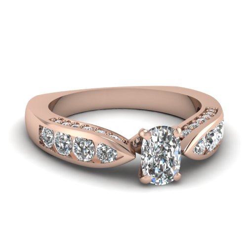 Bague de fiançailles vintage diamant coussin 1,50 carat et plaqué or rose pour femme taille 47-70