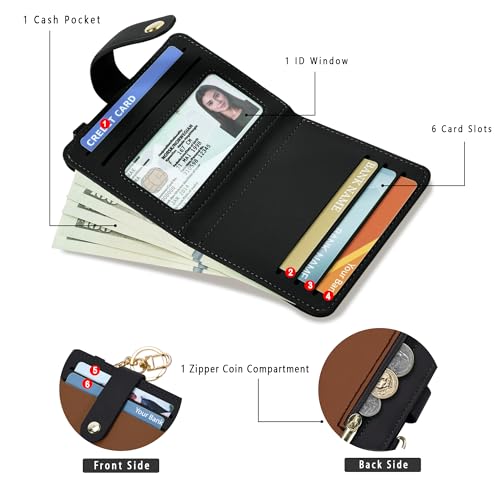 Image of Airkit Small Wallet Women RFID, PU Leather Card Holder with Keychain | Slim Compact Zipper Coin Purse for Ladies, Travel Holiday Gifts for Mom, Cute Mini Bifold Wallets