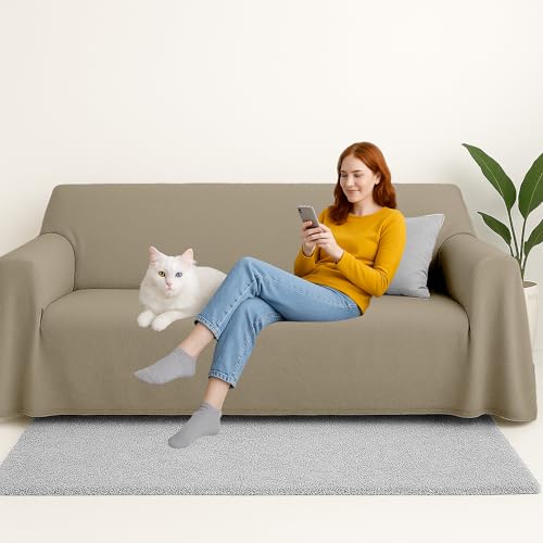 Byour3 - Funda De Sofá 3 2 4 1 Plazas 100% Algodón Puro Ligero Rectangular Tela Sofa Cubre Todo Recubrimiento Sofás También por Forma de L U Chaise Longue Derecho Izquierdo (Beige, 1 Plazas) - imagen 5