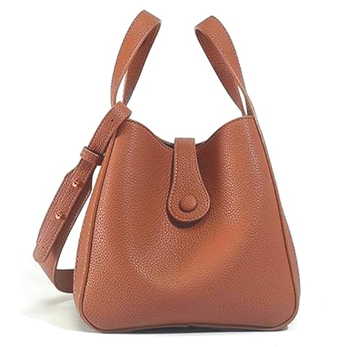 Image of NEWBELLA Women's Bucket Bag - Square Top Handle Satchel with Crossbody Strap, Shoulder Bag for Work & Daily Commute, Brown