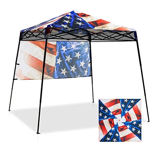 EAGLE PEAK 8x8 Pop Up Canopy Tent, Compact Backpack Canopy, Stars Stripes