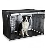 Xosjska 48Inch Wire Dog Crate Cover Durable Oxford Fabric Dog Kennel Cover Small-Dog Cage-Cover Soundproof Waterproof Sunshade for 1/2/3 Door-Dogs Cage. (48