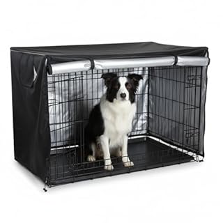 Xosjska 48Inch Wire Dog Crate Cover Durable Oxford Fabric Dog Kennel Cover Small-Dog Cage-Cover Soundproof Waterproof Sunshade for 1/2/3 Door-Dogs Cage. (48" L x 30" W x 33" H,Black, Only Covers)