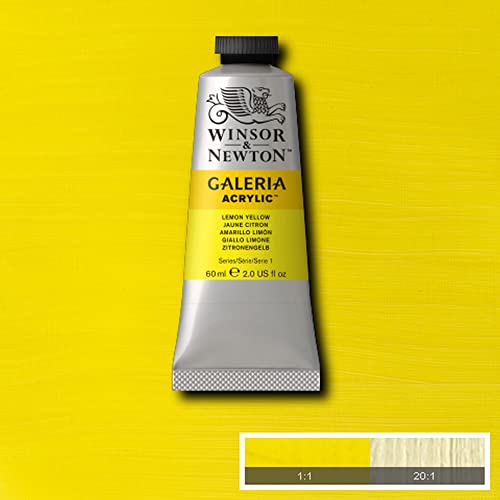 Image of Winsor & Newton Galeria Acrylic Colour - Tube of 60 ML - Lemon Yellow (346) - Highly Pigmented Lightfast Artists' Acrylic Paints for Canvas, Wood, Fabric & Paper - More Colours Available