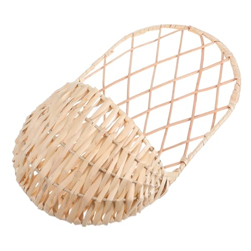 Cesta de junco tejida colgante beige para falta de espacio en pared 2