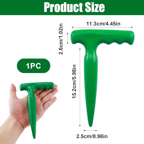 Bulb Planter Tool Plastic Garden Dibber Hand Tools with 1-10cm Measurement Scale Traditional Seed Planter with Handle for Planting Seeding (Dark Green)