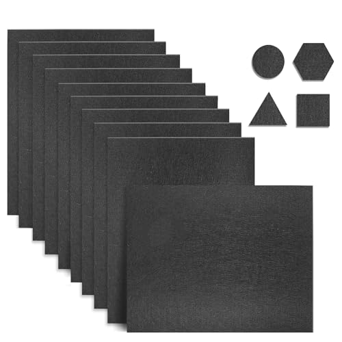 TranRantic 10 Pezzi Feltro Adesivo (16×20 cm, 4 mm), Feltrini per Mobili Pesanti, Moquette Adesiva Auto Feltro, taglio Arbitrario, Feltrini Antiscivolo Quadrati Gambe di Tavoli e Letti (Nero)