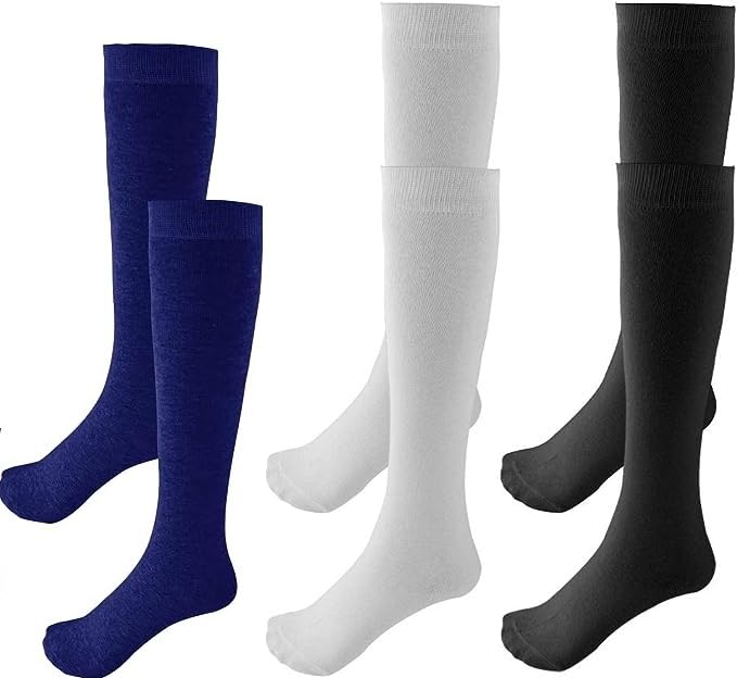 Image of WKLOUYHE Unisex Kid's School Uniform Cotton Knee High Socks Pack Of 06