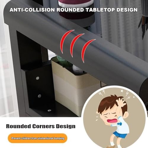 Nowoczesne duże biurko komputerowe z hartowanego szkła z półkami do przechowywania i metalową ramą, odpowiednie do domowego stanowiska pracy (99 cm).
