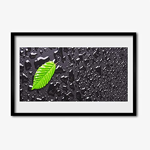Affiche encadrée salon et chambre tableau feuilles gouttes d'art pour une ambiance nature