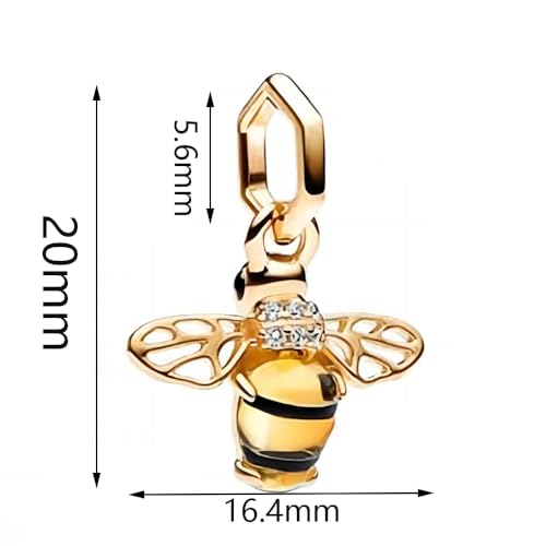 Gold Bee Sparkling Dangle Charm Fit Women Bracelet Necklaces Fashion Gifts 925 Sterling Silver DIY Jewelry4