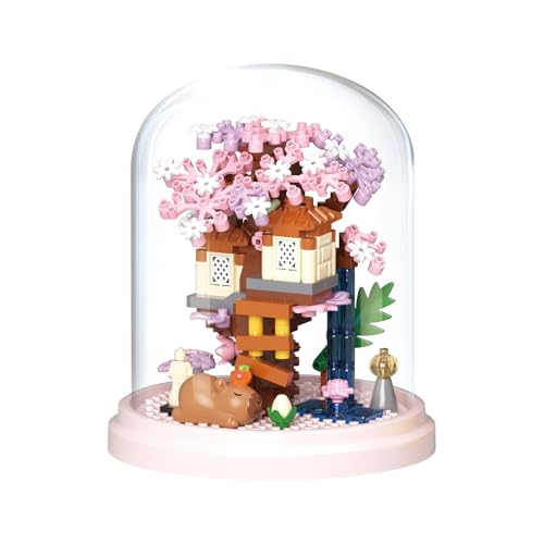 POSO ブロック おもちゃ 色とりどりの花 立体パズル 鉢植え四季の樹上ハウス ガラスドーム ミニブロックセット 6種セット インテリアデコレーション DIY玩具 14歳以上向け 子供 大人 祝い 新年 ギフト 誕生日 クリスマス プレゼント 贈り物 冬