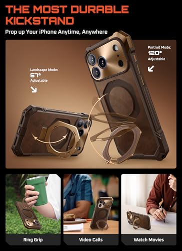 Image of SUPCASE for iPhone 17 Pro Max Case with Kickstand (Unicorn Beetle Grip), [Camera Control Cover] [Compatible with MagSafe] [Military-Grade Drop Protection] Heavy Duty Magnetic Phone Case, Brown