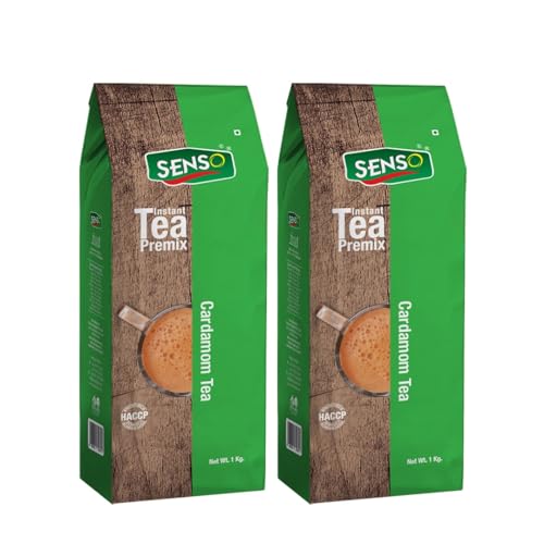 Image of Senso Cardamom Tea Premix - Karak Ready to Drink Chai with Cardamom and Low Sugar | Elaichi Flavor | 1 KG | Elaichi Tea | Instant Tea Premix | Elaichi Premix Chai 1KG (PACK OF 2)