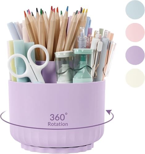 Organiseur De Bureau Rotatif 360° - 5 Compartiments En Maille Métal - Anti-Dérapant - Noir
