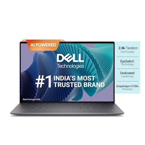 Image of Dell XPS 13 Laptop, Built-in AI Qualcomm 12 Core Snapdragon X Elite, 32GB, LPDDR5X, 1TB SSD, 13 inch (33.02 cm) OLED 3K 60Hz Touch AR 400 nit, Window 11 + MSO'21 + McAfee 15 Month, Graphite, 1.17Kg