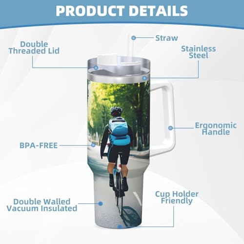 FSCEV Auto und Fahrrad 1,2 l Ice Bully mit Griff, Edelstahl, vakuumisoliert, Kaffee-Eisbecher, Wasserbecher