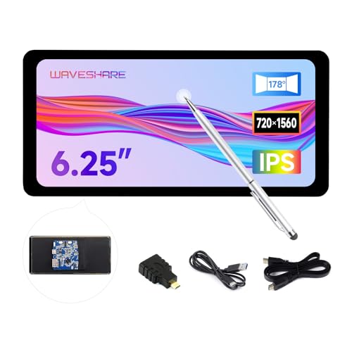 Image of waveshare 6.25inch Capacitive Touch Display, Compatible with Windows 11 /10 /8.1 /8 /7, Supports Raspberry Pi 5 /4B /A+ /B+ /2B /3B /3B+ /Zero W /Zero WH, HDMI Interface, IPS Panel, 5-Point Touch