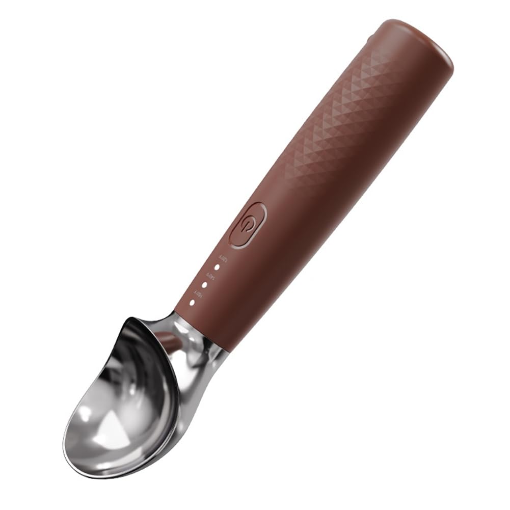 Aundhegrtt USB-C Fast Charging Rechargeable, 3-Speed Electric Warming Scooper Scoop Heated Ice Cream Scoop for Hard Gelato Brown