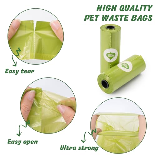 KOMABLEN 600 Stück Hundekotbeutel biologisch Abbaubar, 40 Rollen Kotbeutel für Hunde, Auslaufsicher Hundebeutel Kot, Tragbar Dick Hundetüten Hundezubehör mit Kotbeutelspender 33x22.8cm
