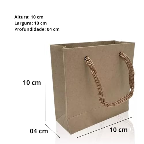 Sacola Bolsa Papel Kraft 10x10x4 cm - 10 unidades