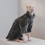 MOKATES Vêtements d'hiver confortables pour chat - Manteau chaud à capuche sphinx avec rayures en peluche, parfait pour les costumes d'Halloween et l'automne, L