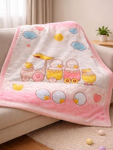 Image of Mee Mee Ultra Soft Plush | Lightweight & Comfortable Baby Blankets | Swaddle for Infant & Toddler | Multipurpose | Breathable | Double Layred 1Years+ | Pink | 110X140 CM
