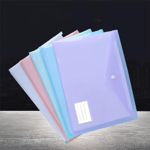 DREAMERS クリアファイル a4 クリアファイル ボタン 袋 ボタン式 封筒型タグポケット付き バッグ A4 防水 書類整理 資料収納 文房具【 5色5枚セット 】