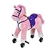 Qaba Kids Interactive Plush Mechanical Walking Ride On Horse Toy with Wheels, Pink