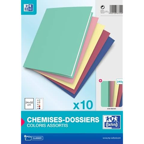 OXFORD Chemises 24x32cm Couleurs Assorties Cover