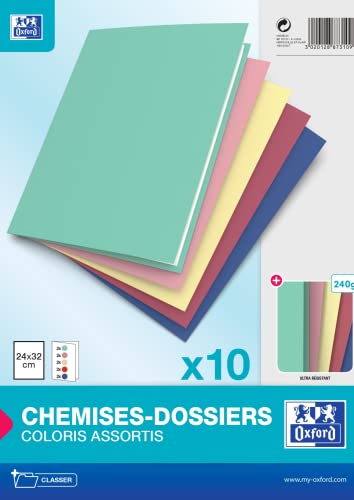 OXFORD Chemises‐Dossiers 24x32cm Couverture Carte 240g Coloris Assortis