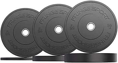 Black Bumper Plate Sets - 190 lbs for Weightlifting & Strength Training - Durable Bumper Plates For Olympic, Home & Gym with Dead Bounce, Weight Plates Set, Ideal for Power Lifting by FringeSport