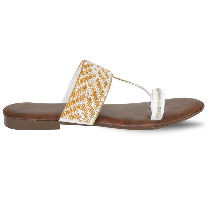 Image of DFR Flip Flops for Women Daily Use Comfortable Ethnic Embroidered Girls Slippers flipflops chappals