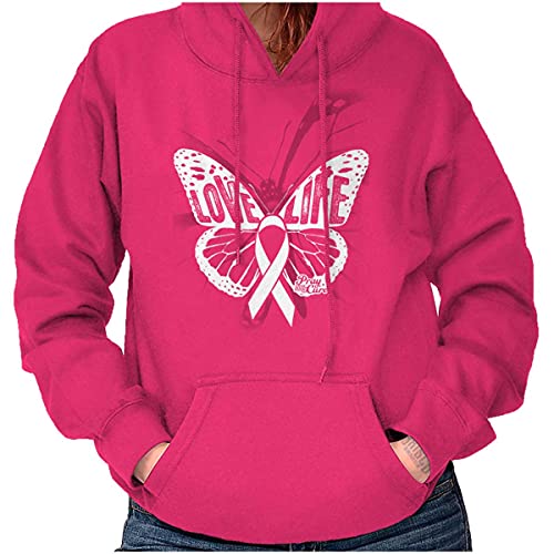 Love Life Butterfly Breast Cancer Hoodie Sweatshirt Women
