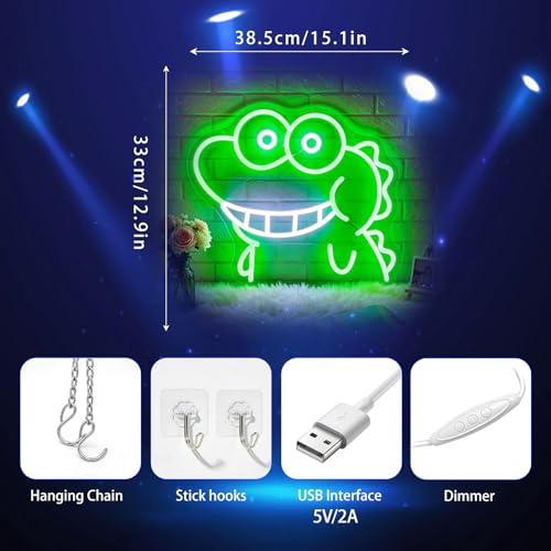 Image of Dinosaur Neon Sign, Neon Signs for Wall Decor - Dimmable LED Signs for Kids Room, Gaming Room, Bedroom, Living room - USB Powered Light Up Sign Decorations Gift