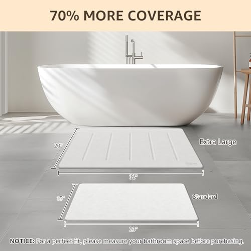 Yolife Stone Bath Mat Large, 32" x 20" Diatomaceous Earth Bath Mat for Bathroom, Super Absorbent Quick Drying Bathroom Stone Mat, Non-Slip Diatomite Stone Shower Mat, Easy to Clean, White Grey by Yolife - Image 2
