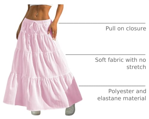 Image of Verdusa Women's Long Maxi Skirt Boho Flowy Flared Ruffle Skirts 2026 Beach Vacation Summer Going Out Outfits