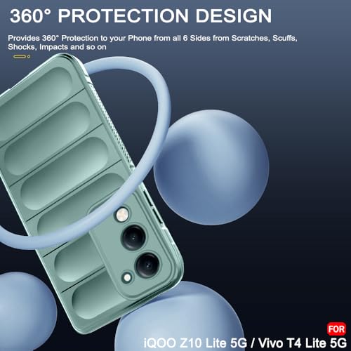 Image of TheGiftKart Liquid Silicon Back Cover Case for iQOO Z10 Lite 5G / Vivo T4 Lite 5G | Shockproof Military Grade Protection | Micro-Fibre Cloth On Inner Side | Built-in Anti-Slip Grip Cover (TPU, Green)