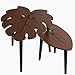 BAMEOS Monstera Leaf Nesting Tables Set of 2, Small Side Tables f Set with Leaf Vein Pattern, Modern Wooden CoffeeTables for Living Room Bedroom Apartment Balcony Yard