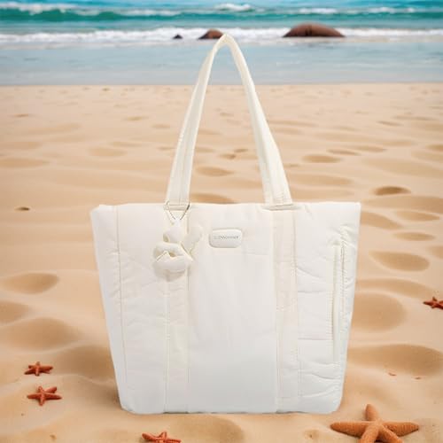 Puffer Tote Bag Soft Underarm Bag Large Capacity Work Bag with Zipper for Women Shopping Travel3