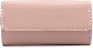 Pochette Donna Borsa grande con cerniera in pelle PU RFID con chiusura a cerniera Borsa grande con cerniera, Borsa da sera con tracolla a catena-Color crema,23,5 x 5,5 x 12 cm