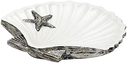 Zenna Home India Ink Beach Cottage Soap Dish, Black/White
