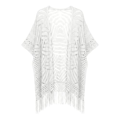 Cárdigan de punto para mujer de manga corta estilo kimono largo 6
