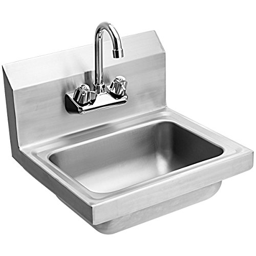 Giantex Commercial Stainless Steel Hand Washing Sink with Wall Mount Faucet Kitchen Heavy