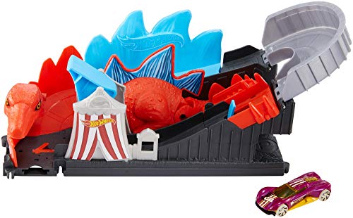 Hot Wheels City Dino-Ataque a la montaña Rusa, Pistas de Coches de Juguetes niños +4 años (Mattel GBF93)
