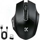 【Amazon.co.jp限定】マウス 無線 Bluetooth5.2 静音 ワイヤレスマウス（戻る/進むボタン搭載） 瞬時接続 高感度 ブルートゥース 2.4GHz 3段階DPI切替 ゲーミングマウス 光学式 高耐久性 Mac/Windows/Surface/PC/Macbookに対応 (black) image