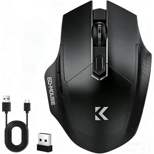 【Amazon.co.jp限定】マウス 無線 Bluetooth5.2 静音 ワイヤレスマウス（戻る/進むボタン搭載） 瞬時接続 高感度 ブルートゥース 2.4GHz 3段階DPI切替 ゲーミングマウス 光学式 高耐久性 Mac/Windows/Surface/PC/Macbookに対応 (black)の画像